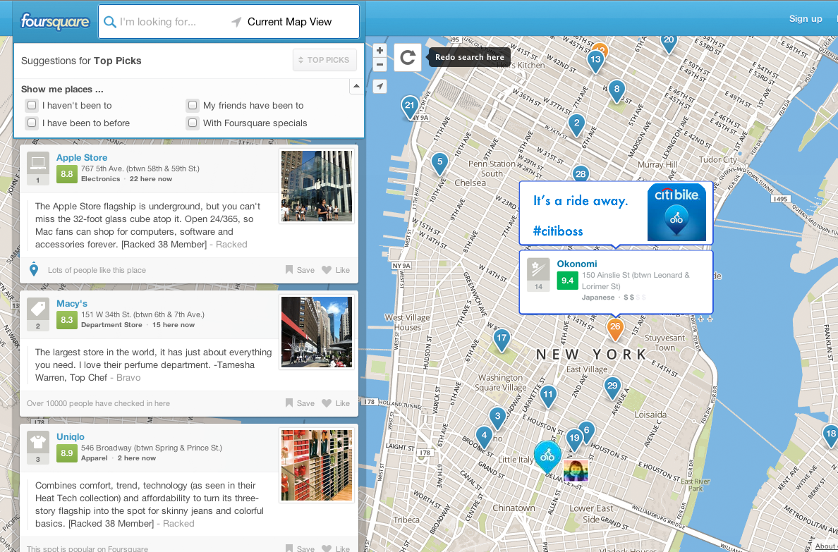 Targeting Foursquare users